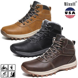 Mens Leather Hiking Shoes Outdoor Waterproof Winter Snow Ankle Boots Climbing
