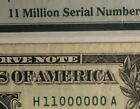 💎RARE TRUE-BINARY💎 $1 2017 H11000000A  FANCY SERIAL NUMBER 11 MILLION