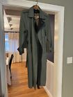 Evan Picone Trench Coat Womens Sage Green Belted Detective Vtg.