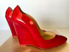 Christian Louboutin Tanja 100 Patent Red Sole Wedge Pumps Red Eur 39/ US 9