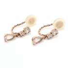 Auth TAKE-UP - 10K Rose Gold Rose Quartz Clear Color Stone Clip On Earrings