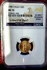 1986 NGC MS70 TYPE 1 $5 GOLD EAGLE  MILEY FROST SIGNED, REVERSE DESIGN CREATER