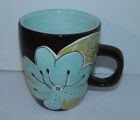 Gate Ware by Laurie Gates Aqua Brown Floral Cup Mug