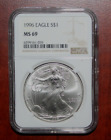 1996 NGC Grade MS 69 $1 Silver Eagle   [083GCM]