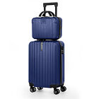 2-piece Luggage Set Hardside Spinner Suitcase Carry on Luggage w/ Tote Bag Blue
