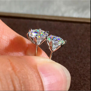 Lab-Created diamond Wedding stud earrings 2.00 Ct white round cut 925 Silver