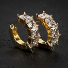 Men's Princess Cut Lab Created Diamond 925 Sterling Silver Spike Hoop Earrings