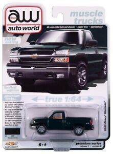 Auto World 2003 Chevy Silverado Green Truck - Muscle Trucks New 2024 Casting