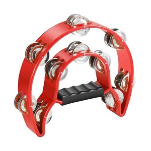 Double Row Jingles Half Moon Musical Tambourine Percussion Drum Red Gift Party