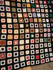 Vintage Y2K Handmade Large Granny Square Meemaw Quil￼t Roseanne Style Big Bang