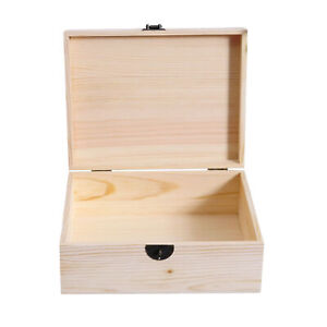 Wooden Storage Box with Hinged Lid and Locking Key Wooden Jewelry Box Lock Box