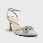 Women's Carmin Bow Pumps - A New Day Silver 7