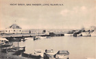 c.1930 Boats in Yacht Basin Sag Harbor LI NY post card
