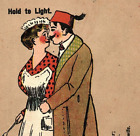 New Listingc.1910 Romance Cheating Husband Hold To Light Postcard HTL Shadow Watching Wife
