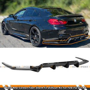 V Style Carbon Fiber Rear Diffuser W/ Extension For 2012-2018 BMW F06 F12 F13 M6 (For: 2018 BMW)