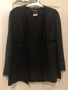 Chanel 99P Black Open Tulle Jacket Size 42