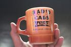 RARE VINTAGE RADIO CABS FIRE KING STACKABLE COFFEE MUG MILK GLASS SIGN TAXI OR