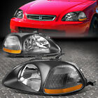 FOR 96-98 HONDA CIVIC EJ/EM/EK BLACK HOUSING AMBER CORNER SIGNAL HEADLIGHT LAMPS (For: 1997 Honda Civic LX 1.6L)