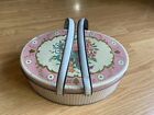 Vintage Tin Box Sewing Basket Double Swing Handle