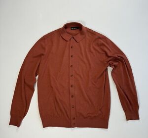 Paul Fredrick Mens Medium Silk Cashmere Button Down Shirt Sweater Preppy Modern