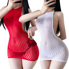 Women Sheer Mesh Mini Dress Bodycon Tube Dress See Through Nightwear Clubwear