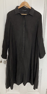 Elemente Clemente by Oska Black Linen Shirt Dress Size 3 / UK size 14 Lagenlook