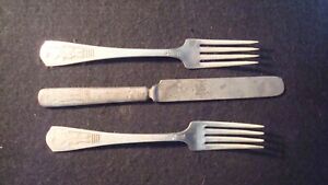 Lot (3) Vintage Imperial CLOWN Flatware - Fork - Knife - Kid Child