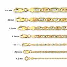 14k Gold Necklace Solid Tri-Color Valentino Chain DiamondCut 1.5mm - 6.0mm