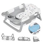 Collapsible Baby Bathtub for Newborn with Thermometer & 1 Soft Floating Grey