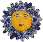Mexican Handmade Garden Pottery Talavera Wall Ceramic Blue Sun Face 12