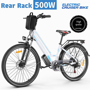 500W Electric Bike for Adults, 26'' Mountain Bicycle Commuter City EBike 20MPH