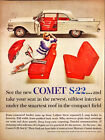 New Listing1961 Mercury Comet S-22 Automobile Print Ad Woman in Sunglasses White Car