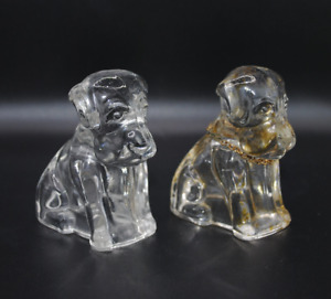 2 Glass Dog Figurines Original Use for Candy Sales