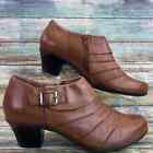 Earth Ankle Bootie Womens 9.5 Brown Leather Zip Up Dress Shootie Workwear Career