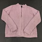 Vintage 80s LeRoy Cardigan Sweater Medium Womens Purple Acrylic Open Front