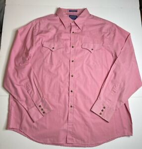 Pendleton Pearl Snap Western Shirt Mens XXL Pink Long Sleeve Pockets
