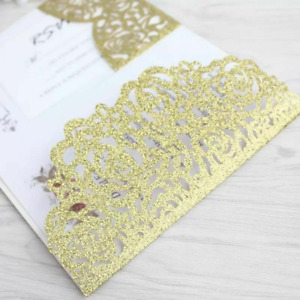 50X Gold Personalized Laser Cut Printing Wedding Invitation Card Birthdays Party