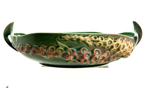 Roseville Art Pottery Foxglove Green Console Bowl 422-10