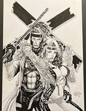 Claudio Ferreira Original Art Rogue Gambit Inked Illustration 12x17 X-men Pinup