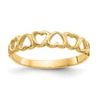14K Yellow Gold Finish Polished Love Hearts Ring For Women's Valentine Day Gift