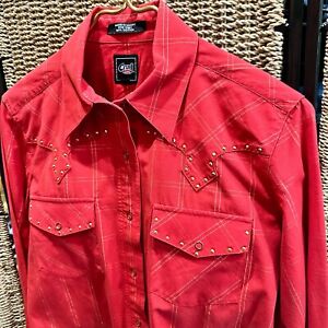 Cruel Girl Shirt Womens Small Red Western Rodeo Button Snap Cowgirl Longsleeve