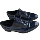 Calvin Klein Della-Patent Navy Blue Oxford Shoes Women's Sz 7.5 Pointed Toe
