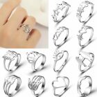 Fashion Stainless Steel Hamsa Leaf Finger Ring Women Party Jewellery Gift Size 5