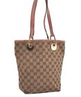 Authentic GUCCI Eclipse Shoulder Tote Bag GG Canvas Leather 120840 Brown 8483I