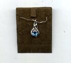 VTG Lab-Created Blue Topaz & Diamond Pendant Necklace Real 925 Sterling Silver