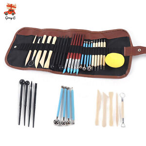 24Pcs/kit Sculpting Tools with Pouch for Polymer Clay Pottery Ceramic Art Craft