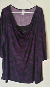 JMS Easy Dressing women's plus size top purple and black size 3X