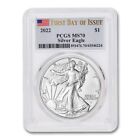 2022 $1 Silver American Eagle PCGS MS70 First Day of Issue Flag Label 1oz coin
