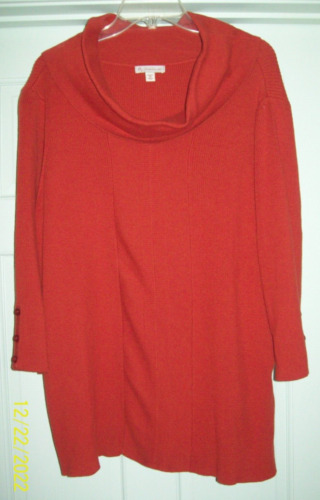 DB Established 1962 Sweater Womens 3X Tunic Burnt Orange Knit Cowl Neck SWEATER