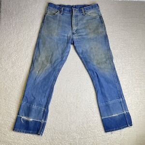 Vintage 70's Wrangler Jeans Mens 34x30 Bootcut Flare Cowboy USA Blue Ideal Zip